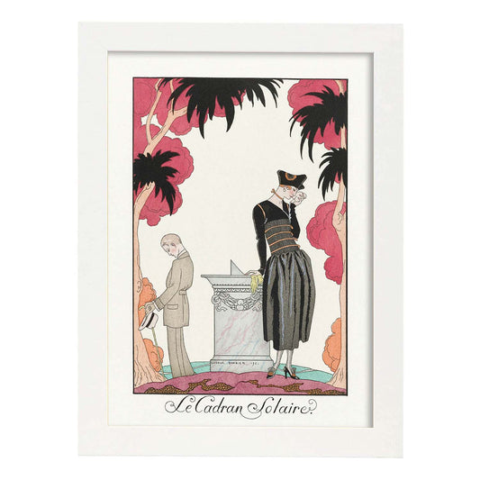 Lámina Vintage Modelo 081. Pósters con las ilustraciones Art Decó de George Barbier.-Artwork-Nacnic-A4-Marco Blanco-Nacnic Estudio SL
