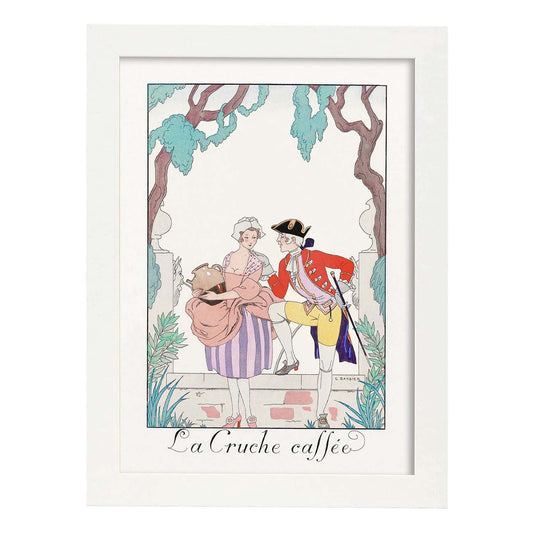 Lámina Vintage Modelo 085. Pósters con las ilustraciones Art Decó de George Barbier.-Artwork-Nacnic-A4-Marco Blanco-Nacnic Estudio SL