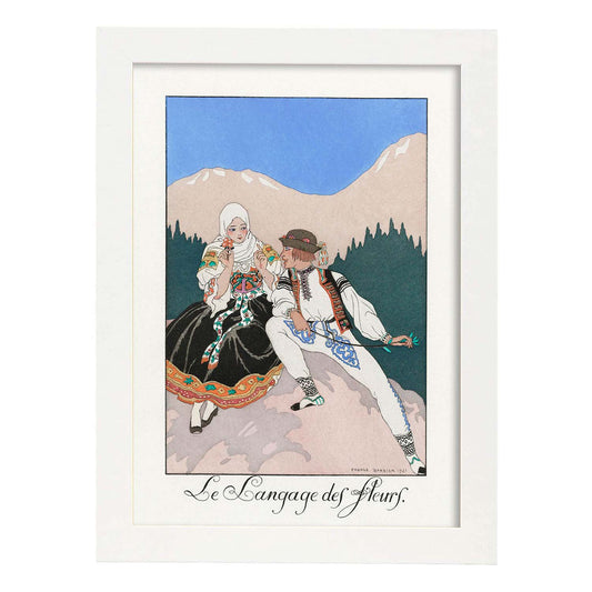 Lámina Vintage Modelo 088. Pósters con las ilustraciones Art Decó de George Barbier.-Artwork-Nacnic-A4-Marco Blanco-Nacnic Estudio SL