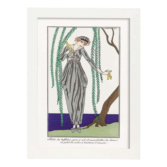 Lámina Vintage Modelo 089. Pósters con las ilustraciones Art Decó de George Barbier.-Artwork-Nacnic-A4-Marco Blanco-Nacnic Estudio SL