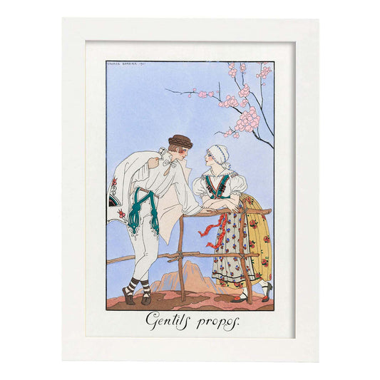 Lámina Vintage Modelo 090. Pósters con las ilustraciones Art Decó de George Barbier.-Artwork-Nacnic-A4-Marco Blanco-Nacnic Estudio SL