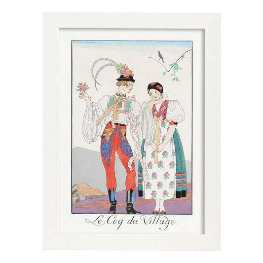 Lámina Vintage Modelo 094. Pósters con las ilustraciones Art Decó de George Barbier.-Artwork-Nacnic-A4-Marco Blanco-Nacnic Estudio SL