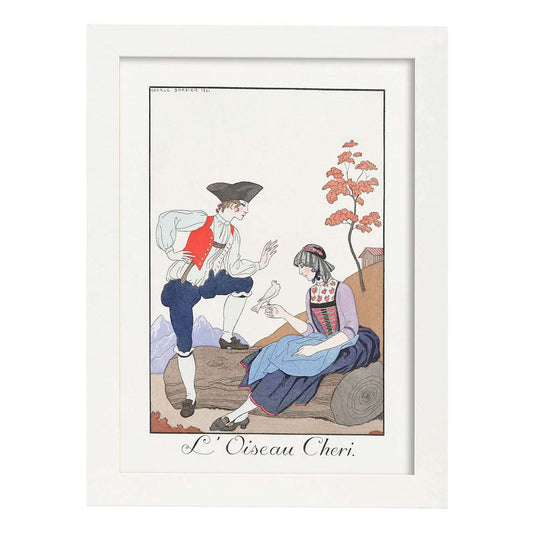 Lámina Vintage Modelo 097. Pósters con las ilustraciones Art Decó de George Barbier.-Artwork-Nacnic-A4-Marco Blanco-Nacnic Estudio SL