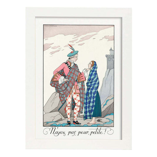 Lámina Vintage Modelo 098. Pósters con las ilustraciones Art Decó de George Barbier.-Artwork-Nacnic-A4-Marco Blanco-Nacnic Estudio SL