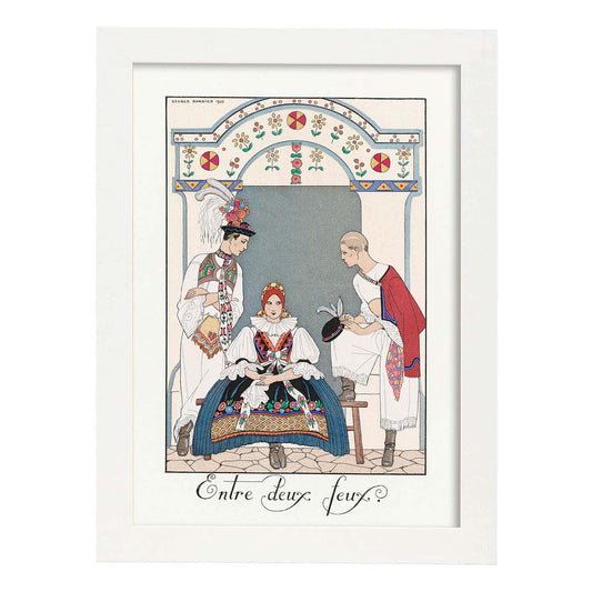 Lámina Vintage Modelo 100. Pósters con las ilustraciones Art Decó de George Barbier.-Artwork-Nacnic-A4-Marco Blanco-Nacnic Estudio SL