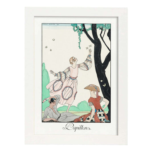Lámina Vintage Modelo 101. Pósters con las ilustraciones Art Decó de George Barbier.-Artwork-Nacnic-A4-Marco Blanco-Nacnic Estudio SL