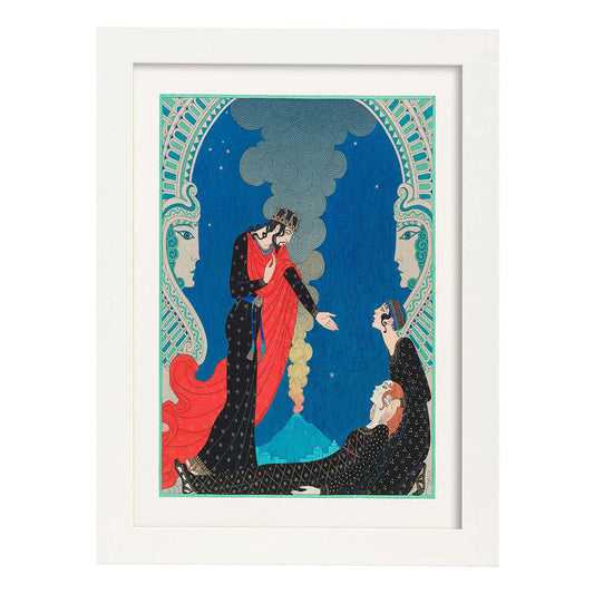Lámina Vintage Modelo 104. Pósters con las ilustraciones Art Decó de George Barbier.-Artwork-Nacnic-A4-Marco Blanco-Nacnic Estudio SL
