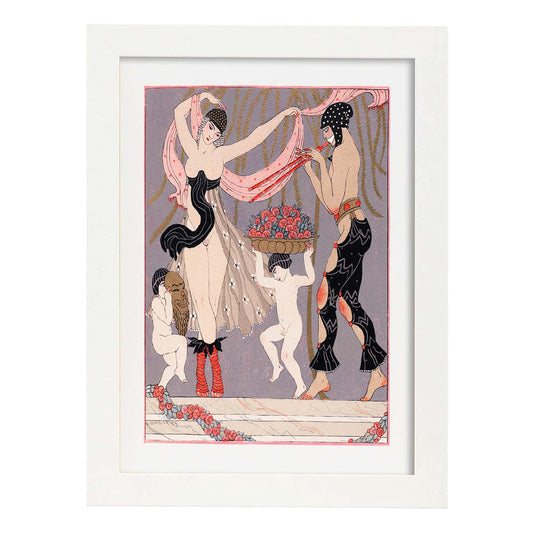 Lámina Vintage Modelo 105. Pósters con las ilustraciones Art Decó de George Barbier.-Artwork-Nacnic-A4-Marco Blanco-Nacnic Estudio SL