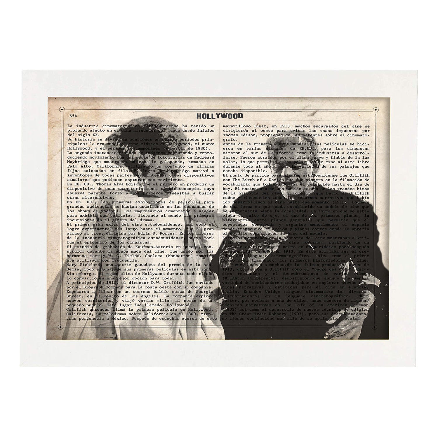 Lámina Vintage pelicula La Novia de Frankenstein Sobre definicion de Hollywood-Artwork-Nacnic-A3-Marco Blanco-Nacnic Estudio SL