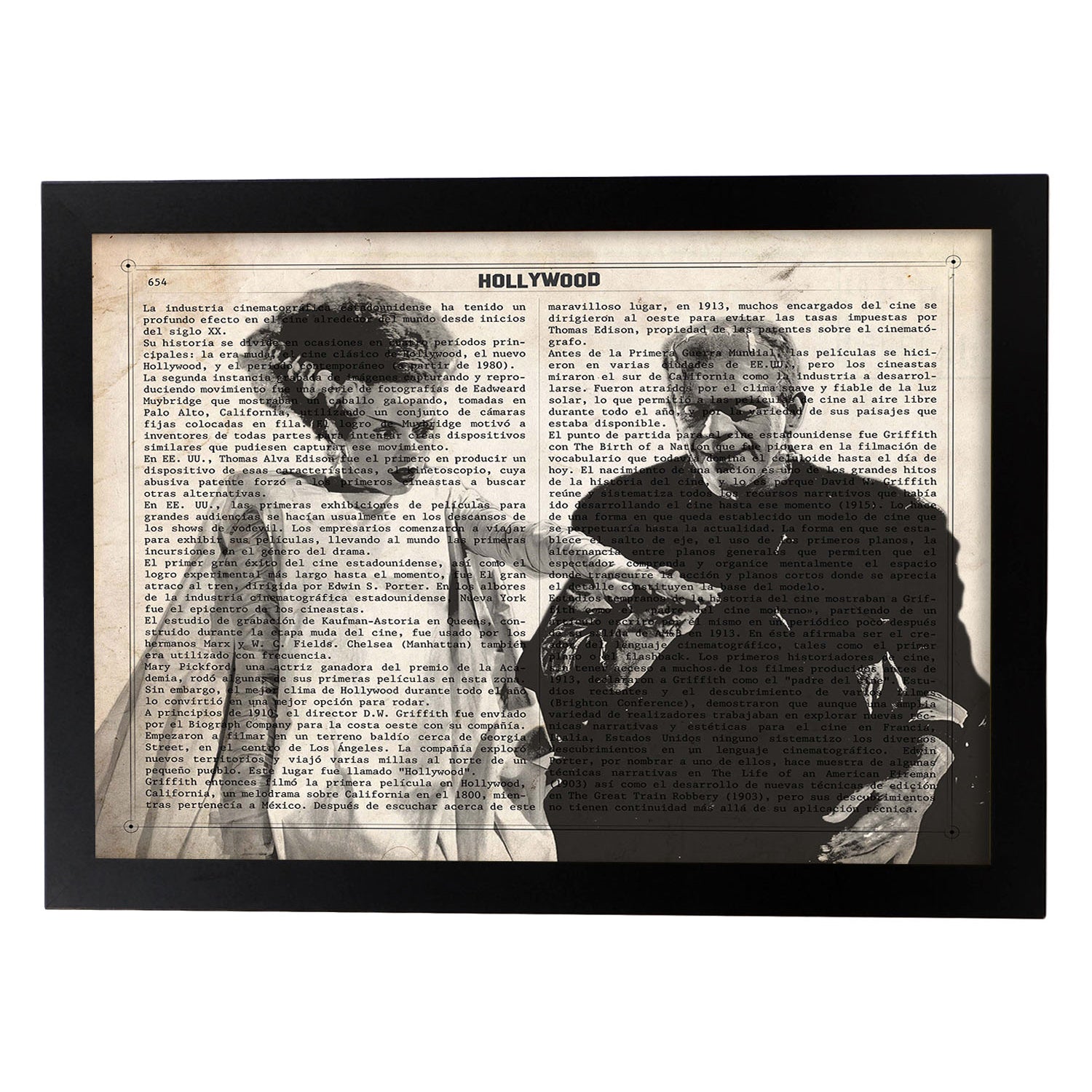 Lámina Vintage pelicula La Novia de Frankenstein Sobre definicion de Hollywood-Artwork-Nacnic-A3-Marco Negro-Nacnic Estudio SL