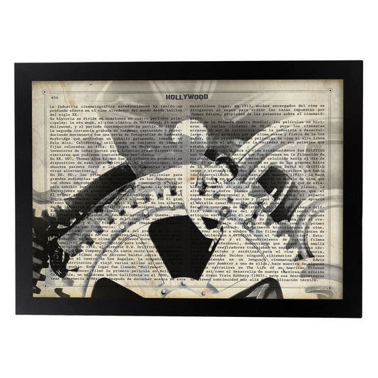 Lámina Vintage pelicula Modern Times Sobre definicion de Hollywood-Artwork-Nacnic-A4-Marco Negro-Nacnic Estudio SL