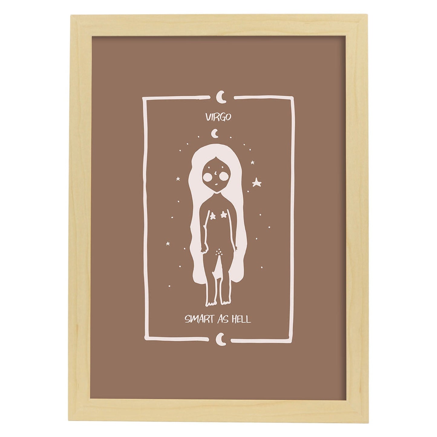 Lámina Virgo. Pósters con ilustraciones femeninas de los signos del zodíaco.-Artwork-Nacnic-A3-Marco Madera clara-Nacnic Estudio SL