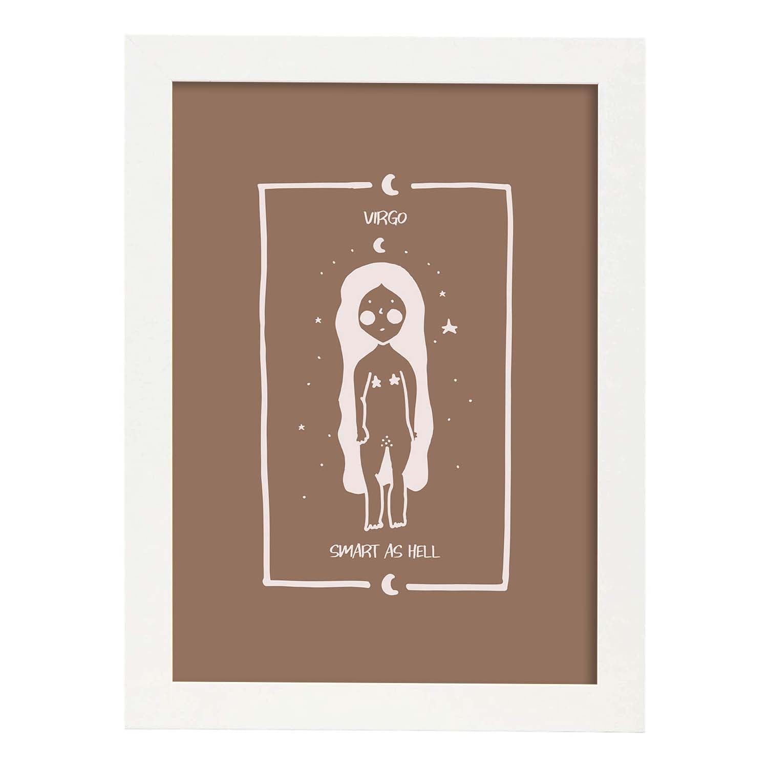 Lámina Virgo. Pósters con ilustraciones femeninas de los signos del zodíaco.-Artwork-Nacnic-A4-Marco Blanco-Nacnic Estudio SL