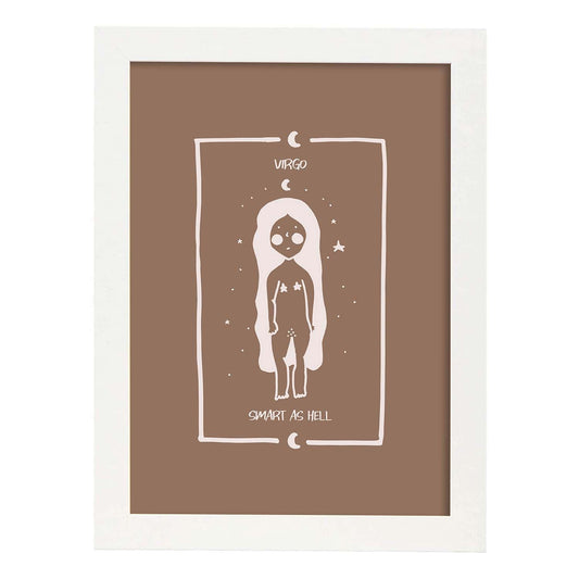 Lámina Virgo. Pósters con ilustraciones femeninas de los signos del zodíaco.-Artwork-Nacnic-A4-Marco Blanco-Nacnic Estudio SL