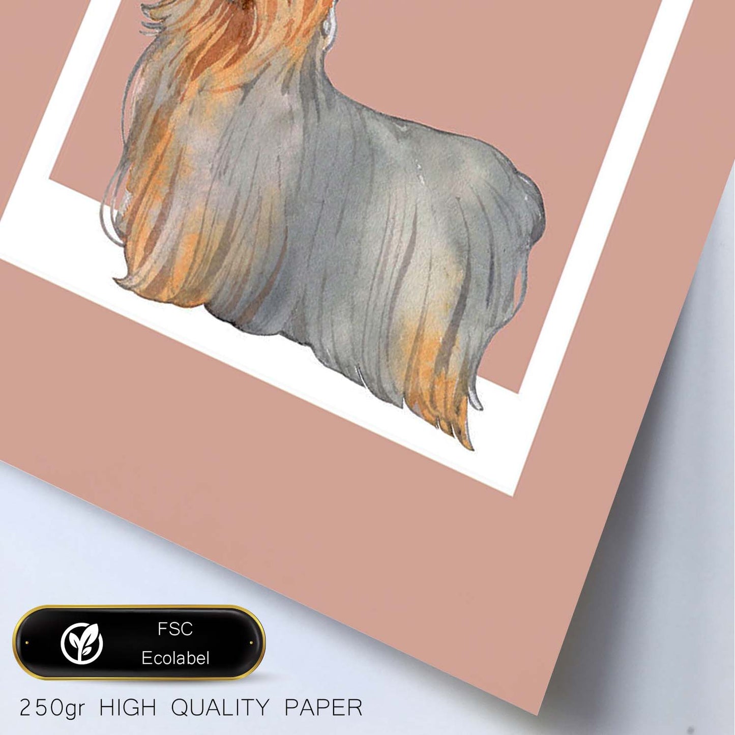Lámina Yorkshire-terrier. Pósters con ilustraciones de razas de perro en tonos cálidos y pastel.-Artwork-Nacnic-Nacnic Estudio SL