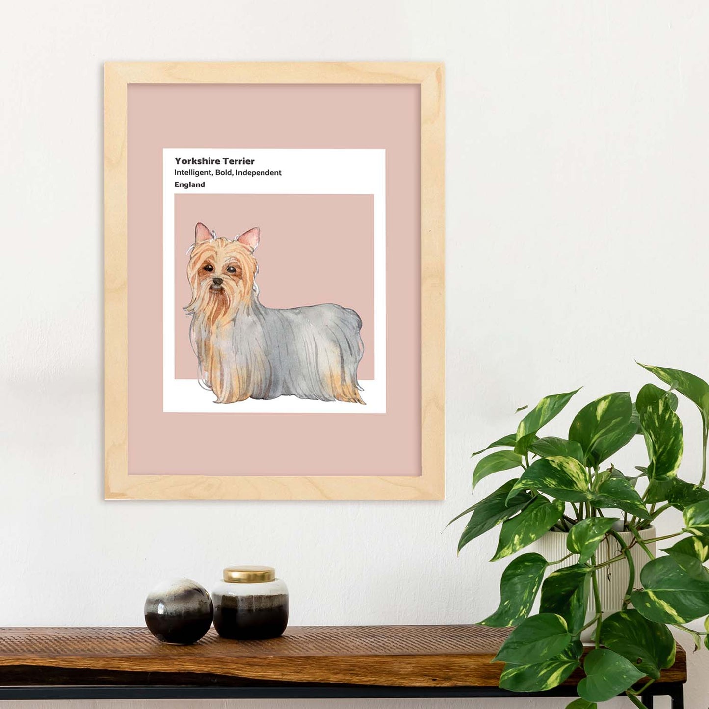 Lámina Yorkshire-terrier. Pósters con ilustraciones de razas de perro en tonos cálidos y pastel.-Artwork-Nacnic-Nacnic Estudio SL