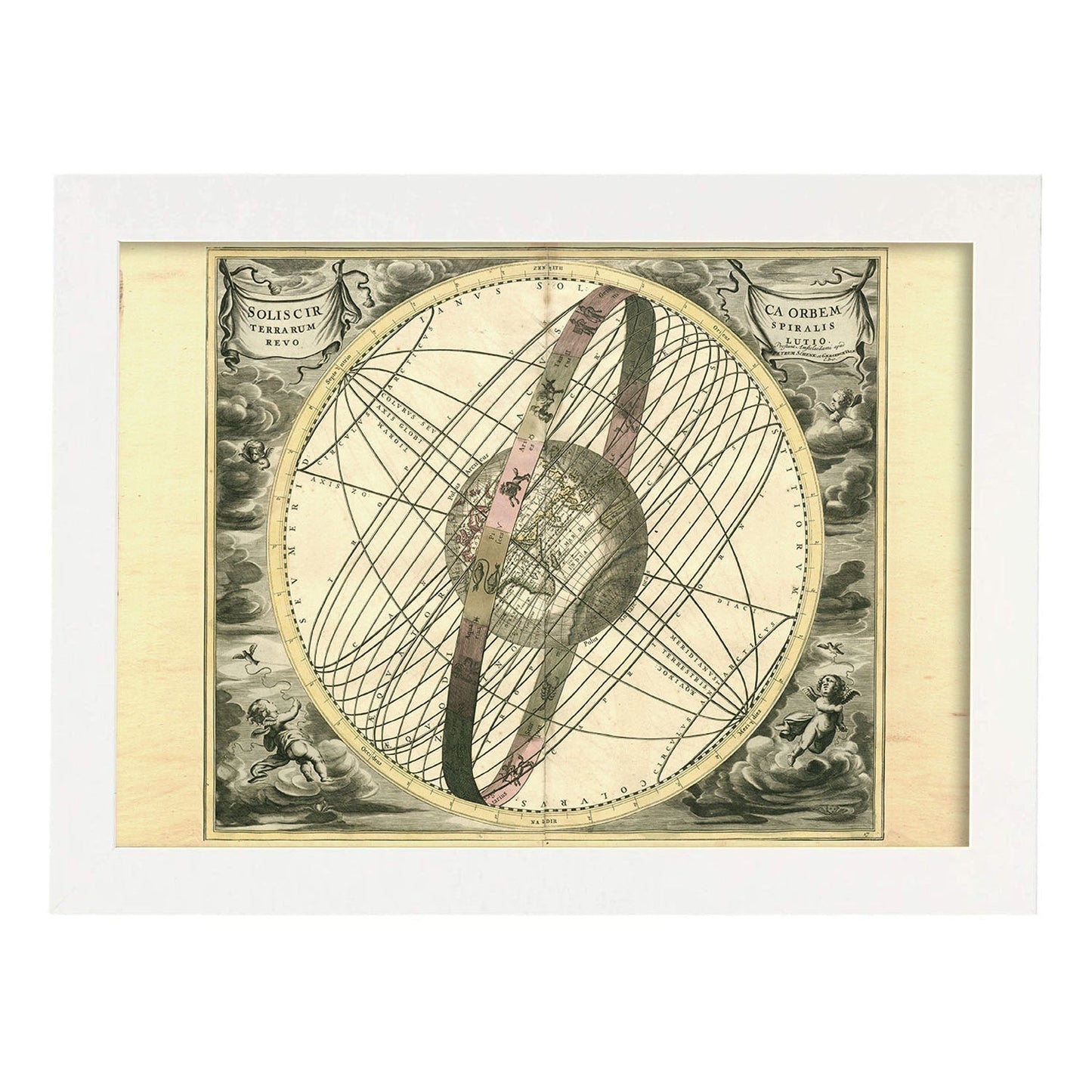 Láminas con mapa astronomico antiguo. Poster de mapa astrologico en-Artwork-Nacnic-A4-Marco Blanco-Nacnic Estudio SL