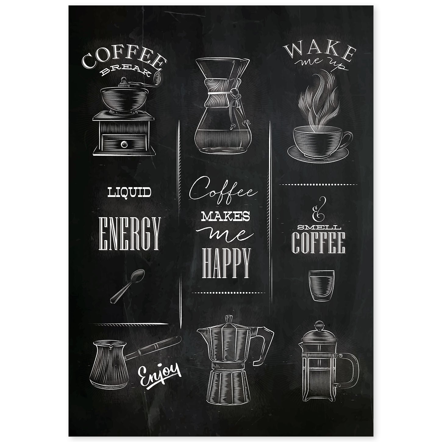 Láminas de café. Poster con diseño Cafeteras.-Artwork-Nacnic-A4-Sin marco-Nacnic Estudio SL