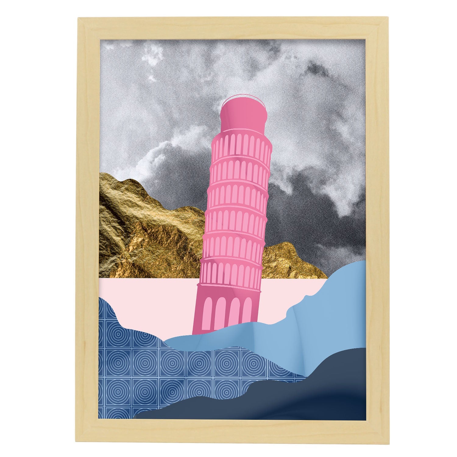 Leaning Tower of Pisa-Artwork-Nacnic-A3-Marco Madera clara-Nacnic Estudio SL
