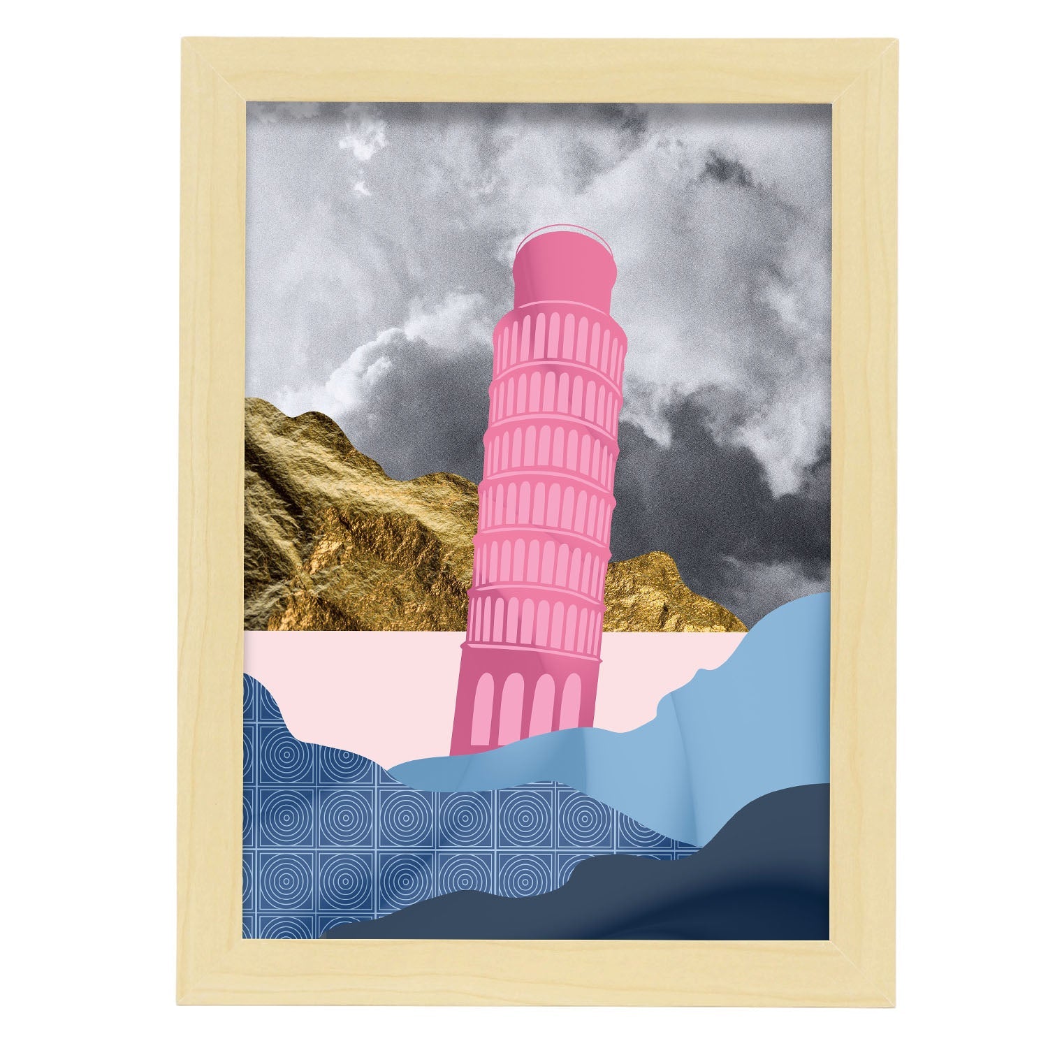 Leaning Tower of Pisa-Artwork-Nacnic-A4-Marco Madera clara-Nacnic Estudio SL