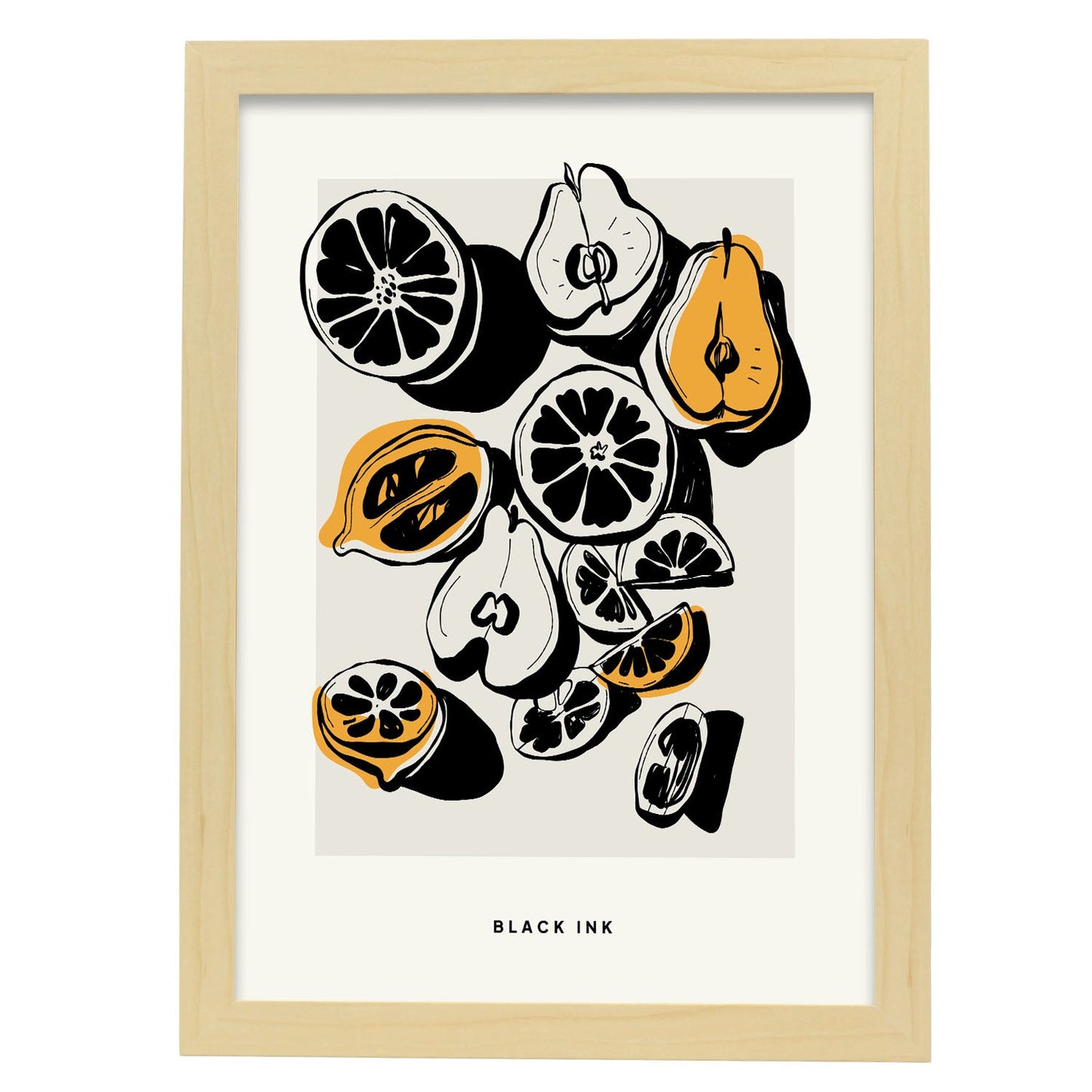 Lemons and Pears-Artwork-Nacnic-A3-Marco Madera clara-Nacnic Estudio SL