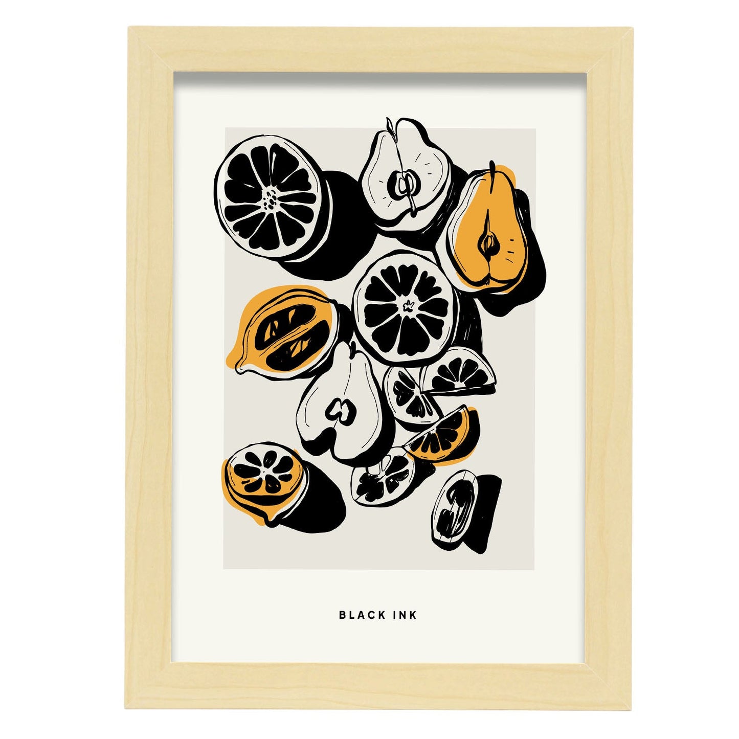 Lemons and Pears-Artwork-Nacnic-A4-Marco Madera clara-Nacnic Estudio SL