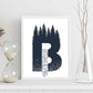 Letra B con bosque y cascada. Naturaleza.Posters de letras con diseño.-Artwork-Nacnic-Nacnic Estudio SL