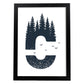 Letra C con bosque y pajaros. Naturaleza.Posters de letras con diseño.-Artwork-Nacnic-A3-Marco Negro-Nacnic Estudio SL