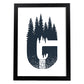 Letra G con bosque y montañas. Naturaleza.Posters de letras con diseño.-Artwork-Nacnic-A3-Marco Negro-Nacnic Estudio SL