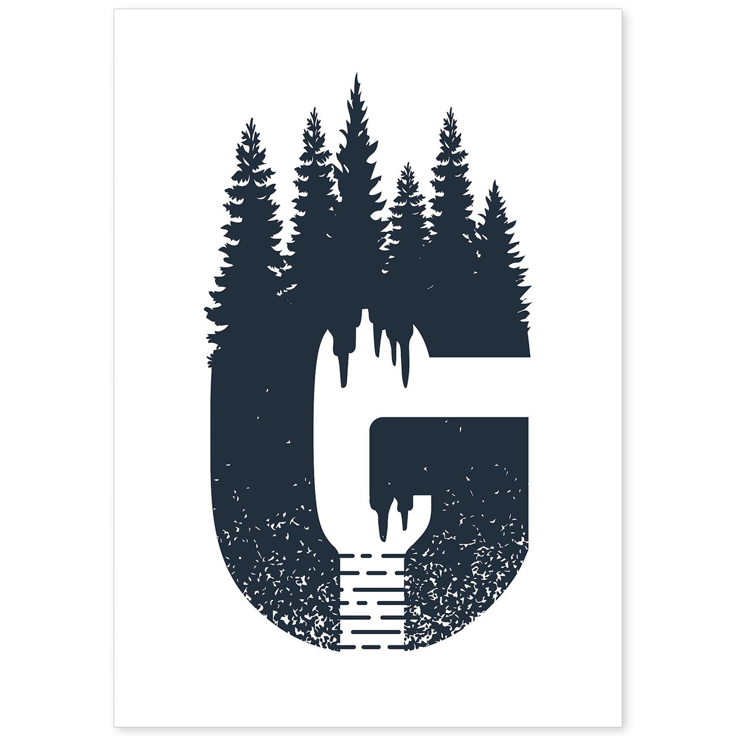 Letra G con bosque y montañas. Naturaleza.Posters de letras con diseño.-Artwork-Nacnic-A4-Sin marco-Nacnic Estudio SL