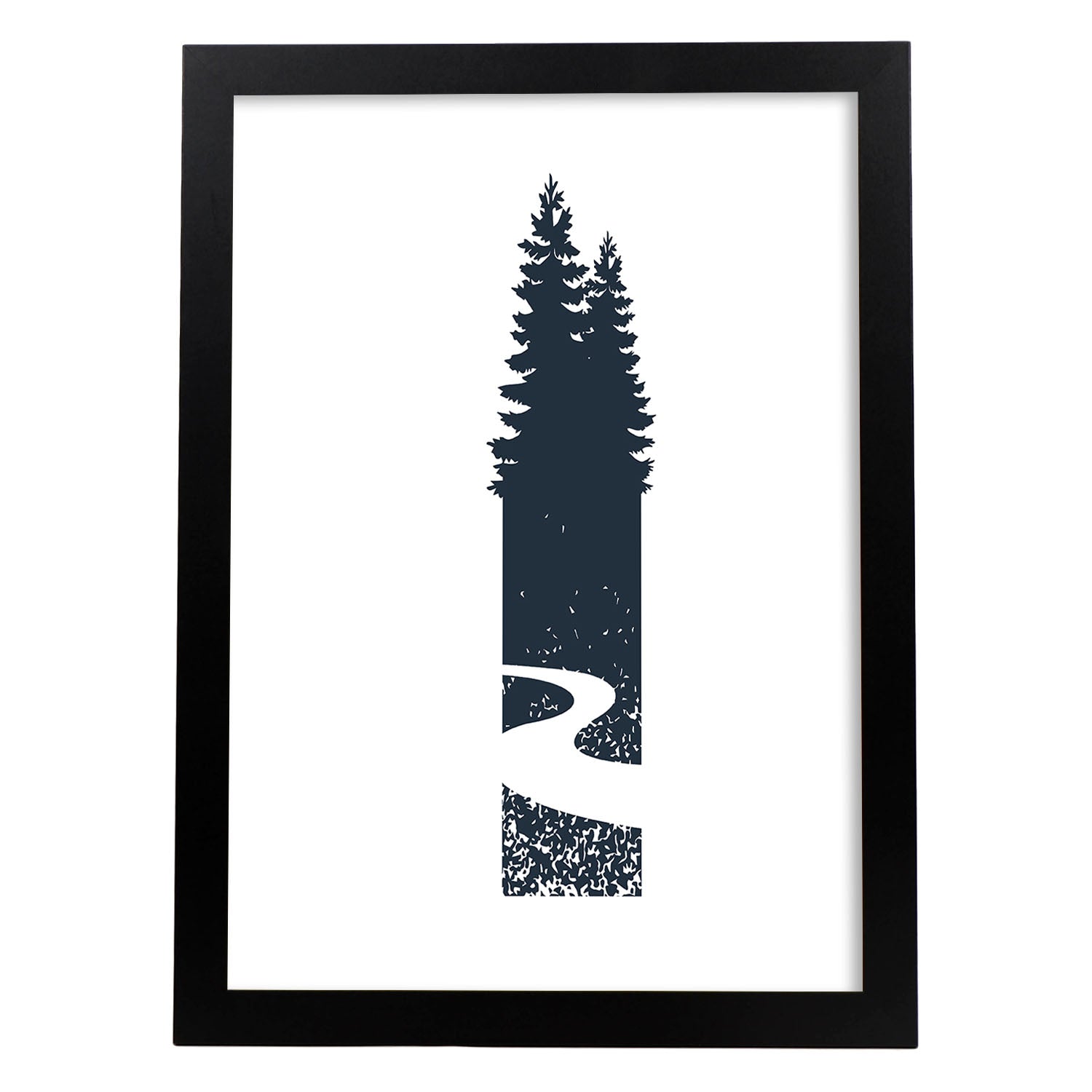 Letra I con bosque,sendero y montañas. Naturaleza.Posters de letras con diseño.-Artwork-Nacnic-A3-Marco Negro-Nacnic Estudio SL