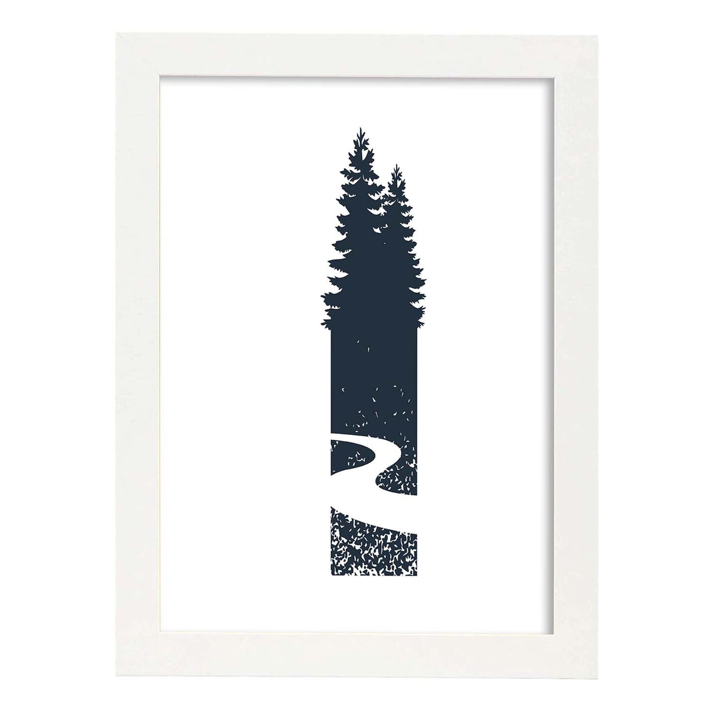 Letra I con bosque,sendero y montañas. Naturaleza.Posters de letras con diseño.-Artwork-Nacnic-A4-Marco Blanco-Nacnic Estudio SL