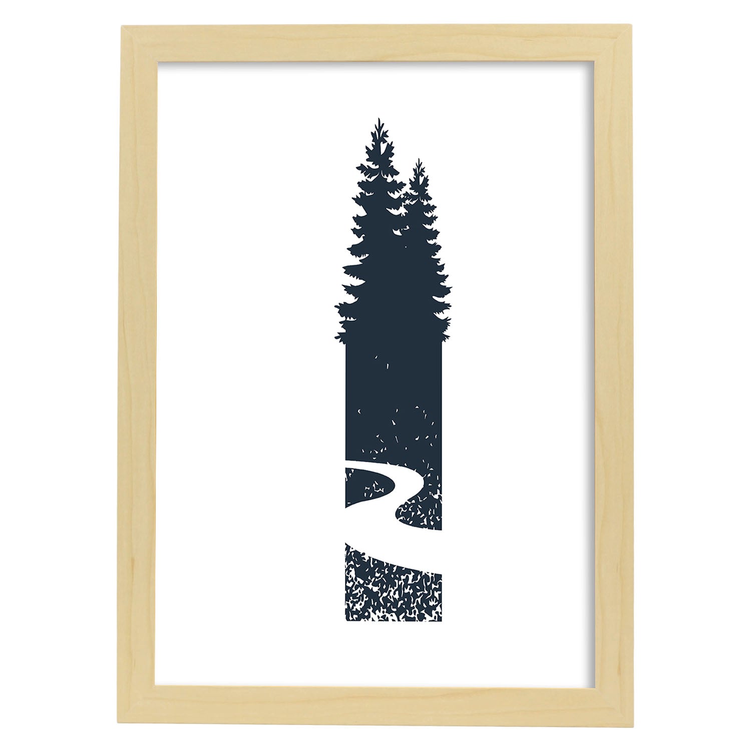 Letra I con bosque,sendero y montañas. Naturaleza.Posters de letras con diseño.-Artwork-Nacnic-A4-Marco Madera clara-Nacnic Estudio SL