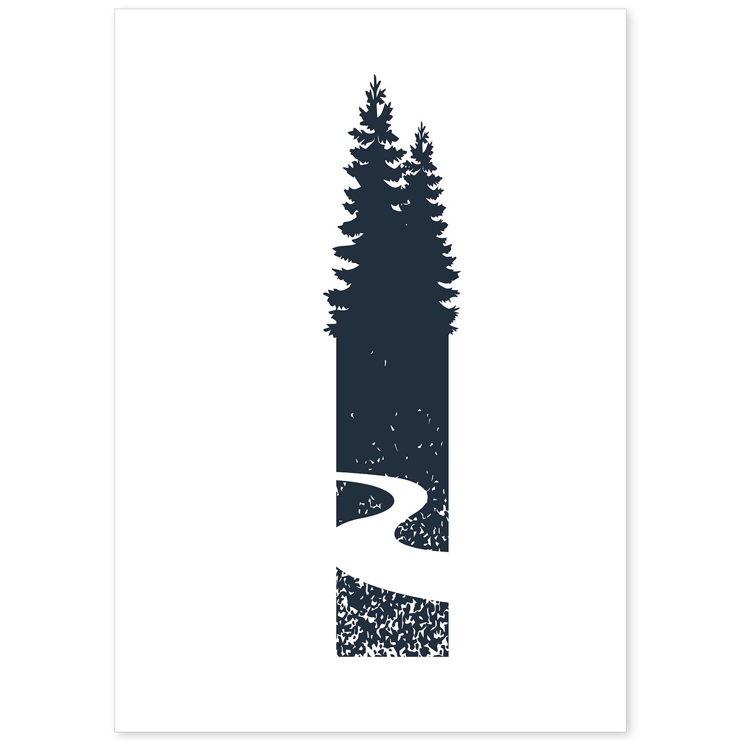 Letra I con bosque,sendero y montañas. Naturaleza.Posters de letras con diseño.-Artwork-Nacnic-A4-Sin marco-Nacnic Estudio SL