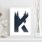Letra K con bosque, globos y montañas. Naturaleza.Posters de letras con diseño.-Artwork-Nacnic-Nacnic Estudio SL