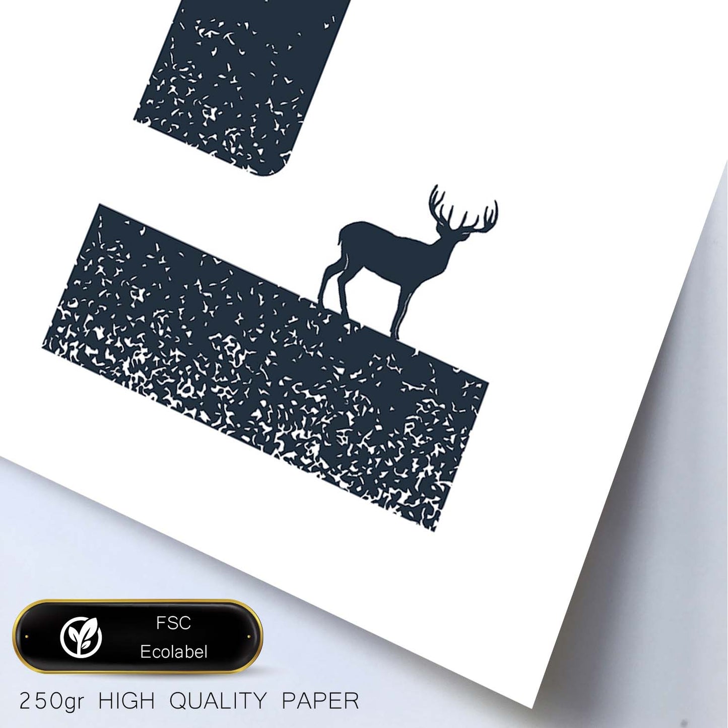 Letra L con bosque, ciervo y montañas. Naturaleza.Posters de letras con diseño.-Artwork-Nacnic-Nacnic Estudio SL