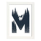 Letra M con bosque y montañas. Naturaleza.Posters de letras con diseño.-Artwork-Nacnic-A3-Marco Blanco-Nacnic Estudio SL