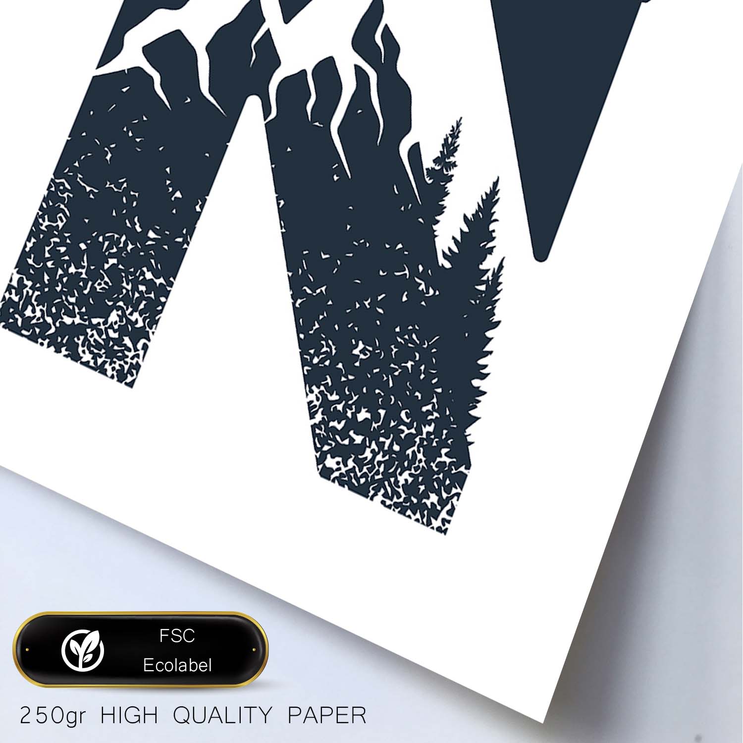Letra N con bosque y montañas. Naturaleza.Posters de letras con diseño.-Artwork-Nacnic-Nacnic Estudio SL