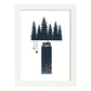 Letra T con bosque, y moto. Naturaleza.Posters de letras con diseño.-Artwork-Nacnic-A3-Marco Blanco-Nacnic Estudio SL