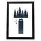 Letra T con bosque, y moto. Naturaleza.Posters de letras con diseño.-Artwork-Nacnic-A4-Marco Negro-Nacnic Estudio SL