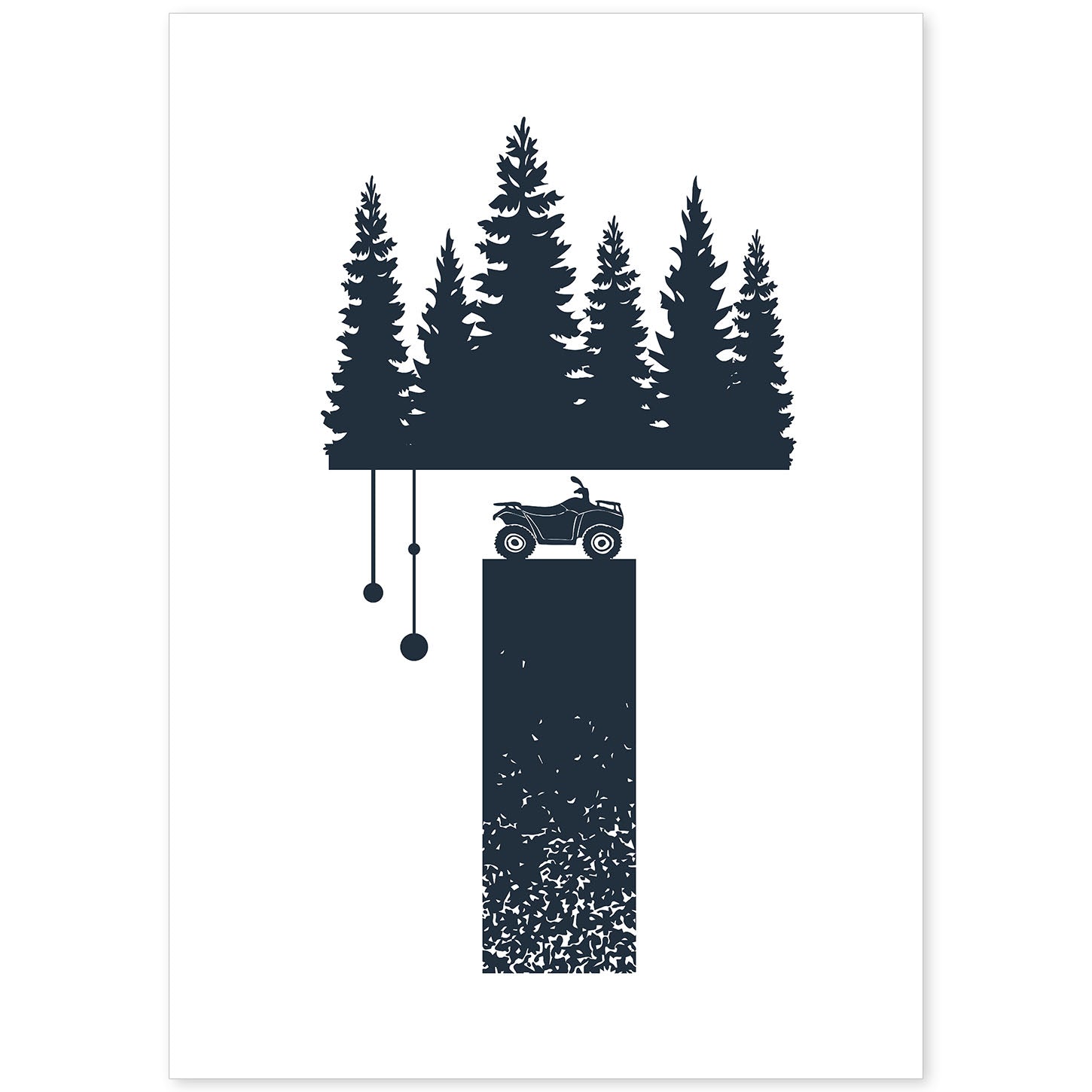 Letra T con bosque, y moto. Naturaleza.Posters de letras con diseño.-Artwork-Nacnic-A4-Sin marco-Nacnic Estudio SL