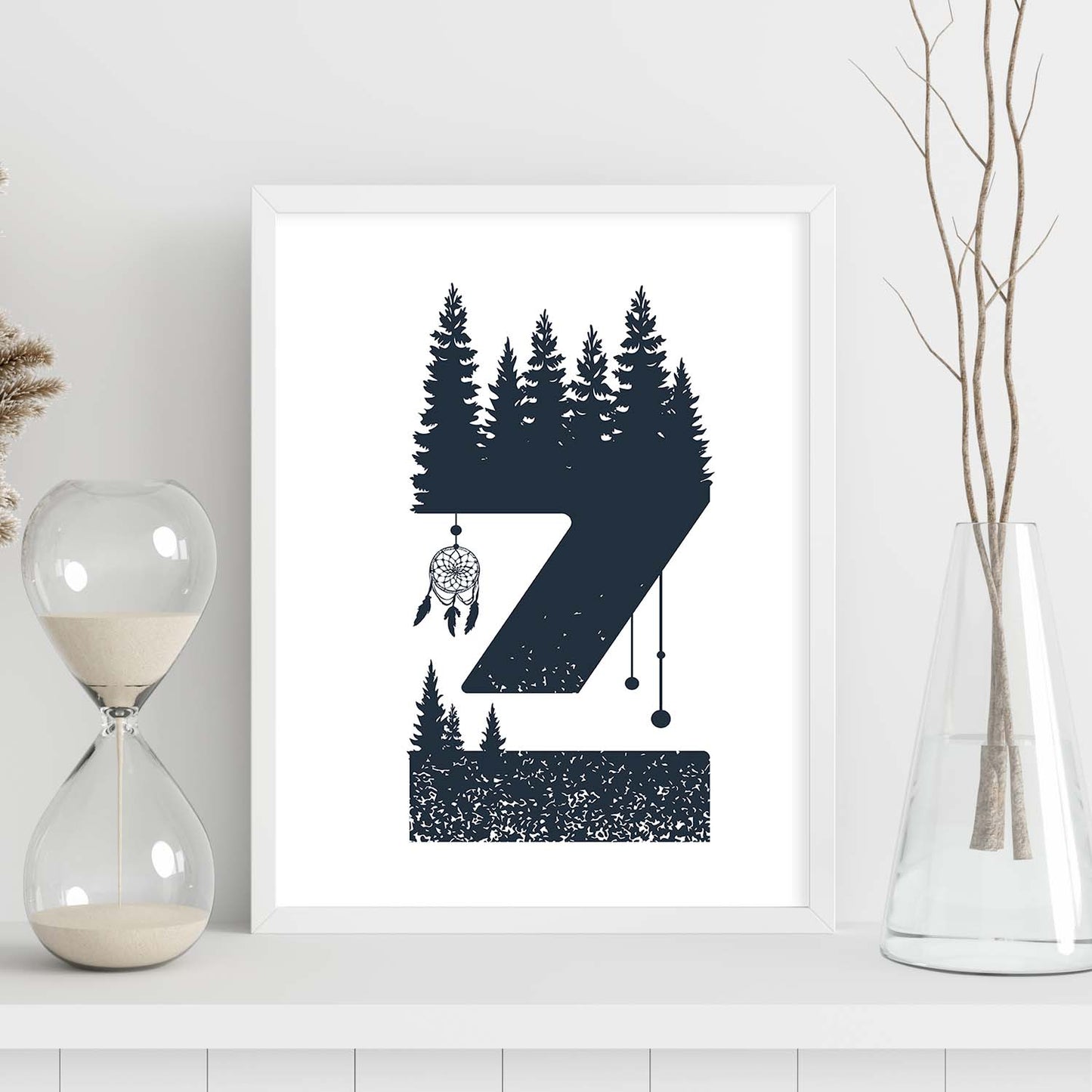 Letra Z con bosque y montañas. Naturaleza.Posters de letras con diseño.-Artwork-Nacnic-Nacnic Estudio SL
