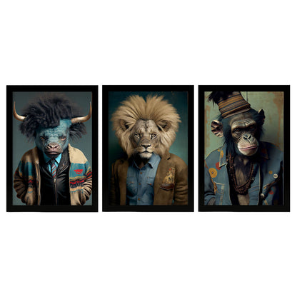 Lion Nacnic Human Animal Buffalo Chimpanzee. Estampados de arte de pared estético para el diseño de dormitorio o sala de estar-Artwork-Nacnic-A4-Sin marco-Nacnic Estudio SL