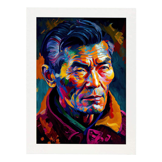 Los pinceles nacnic shishapangma pincel de pintura al óleo colorfull ha. Estampados de arte de pared estético para el diseño de dormitorio o sala de estar.-Artwork-Nacnic-A4-Marco Blanco-Nacnic Estudio SL