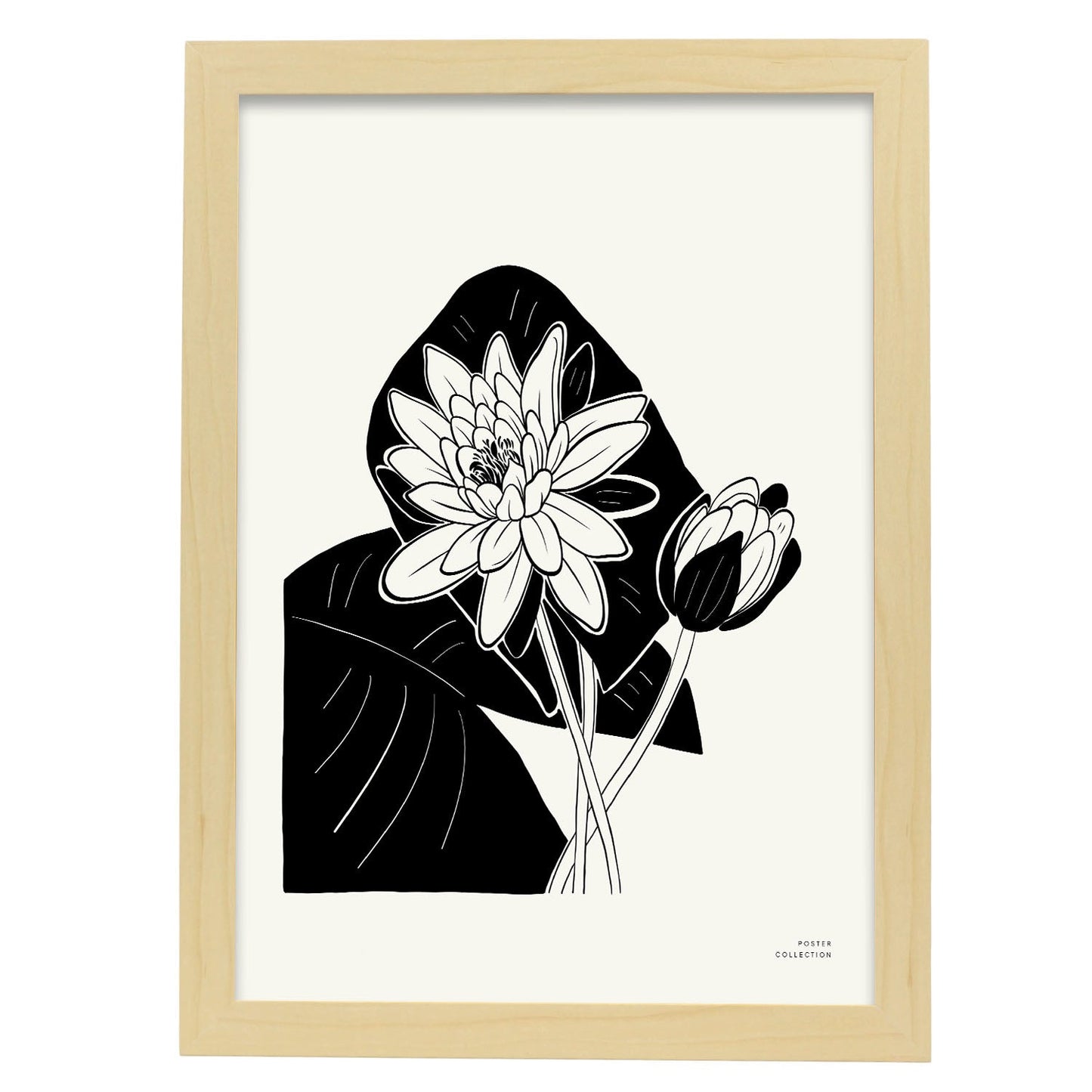 Lotus Floweres-Artwork-Nacnic-A3-Marco Madera clara-Nacnic Estudio SL