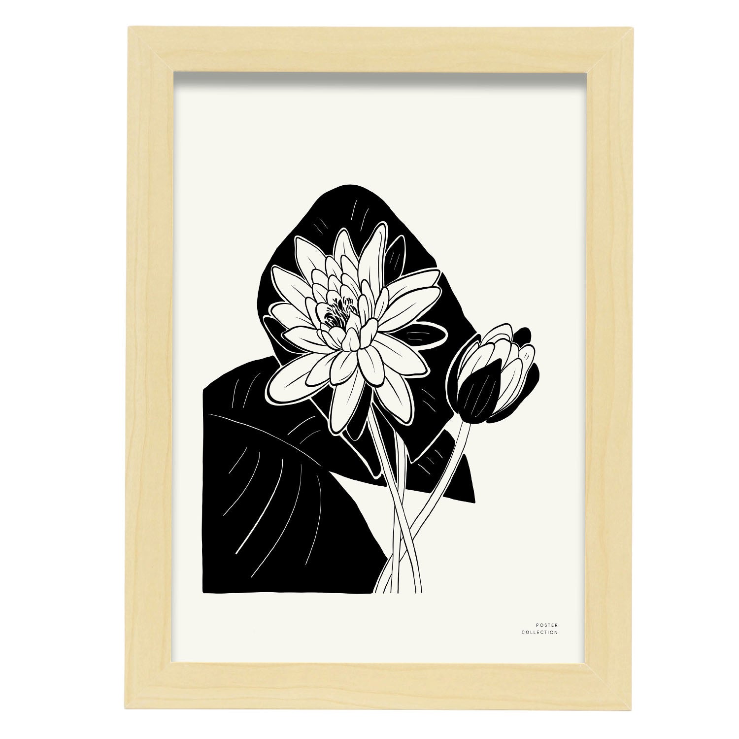 Lotus Floweres-Artwork-Nacnic-A4-Marco Madera clara-Nacnic Estudio SL