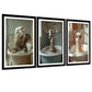Set de 3 Cuadros Divertidos Animales en la Bañera, Simpático Elefante, Jirafa, Llama Póster con ilustración impresa en estilo fotográfico para decorar las paredes del Inodoro, Ducha, Cuarto de baño, WC
