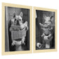 Set de 2 Cuadros de Animales con Periódico en el WC, Perro, Cerdo, Blanco y Negro con Ilustración Impresa en Estilo B/N para Decorar las Paredes del WC, Cuarto de Baño, Aseo, WC