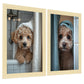 Set de 2 Cuadros Coloridos de Perro en la Ducha, Ilustración de Baño de Cachorros en Estilo Fotográfico, Lindos Animales para Decorar, Arte de Pared para Inodoro, Ducha, Baño, WC