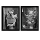 Set de 2 Cuadros de Animales con Periódico en el WC, Perro, Cerdo, Blanco y Negro con Ilustración Impresa en Estilo B/N para Decorar las Paredes del WC, Cuarto de Baño, Aseo, WC
